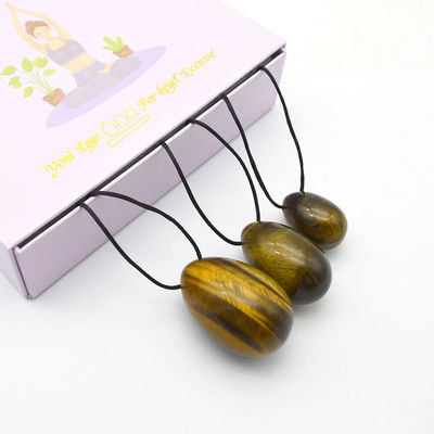 4pcs Tiger Eye Drilled Yoni Uova e bacchette Set con scatola Perfetto per le vacanze e la collezione di statue in pietra