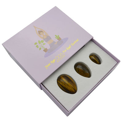 4pcs Tiger Eye Drilled Yoni Uova e bacchette Set con scatola Perfetto per le vacanze e la collezione di statue in pietra