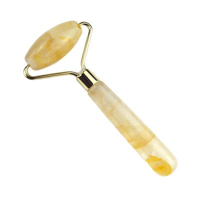 Strumenti per il massaggio del viso Roller naturale giallo citrino per il viso Massaggiatore 100% giada naturale per massaggi muscolari Prodotti per la cura della pelle