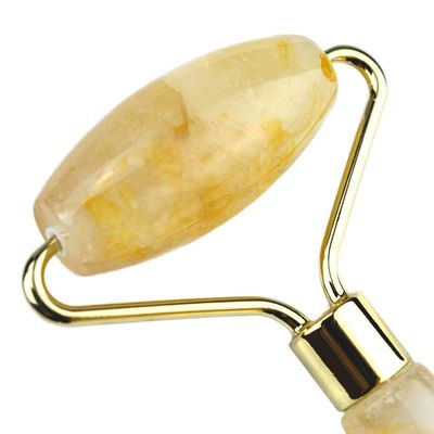 Strumenti per il massaggio del viso Roller naturale giallo citrino per il viso Massaggiatore 100% giada naturale per massaggi muscolari Prodotti per la cura della pelle