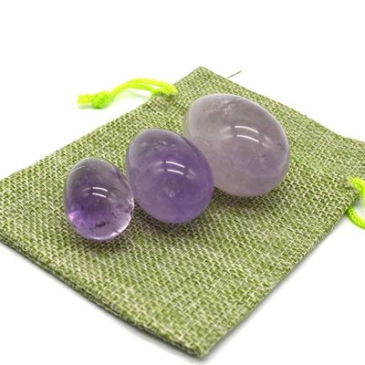 OEM Accepted Carved Yoni Egg for Vaginal Exercise Uova di giada di ametista perforate naturali