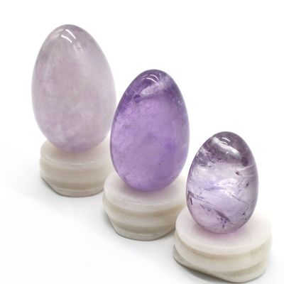 OEM Accepted Carved Yoni Egg for Vaginal Exercise Uova di giada di ametista perforate naturali