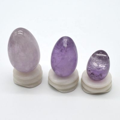 OEM Accepted Carved Yoni Egg for Vaginal Exercise Uova di giada di ametista perforate naturali