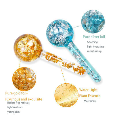 Borosilicato vetro 24K oro foglio ghiaccio sfere per massaggiatore facciale per ridurre gonfiore infiammazione e borse sotto gli occhi