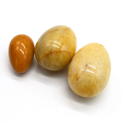 Stretto vaginale con uova di giada gialle naturali Strumento per esercizi di Kegel 45*30/40x30/x20mm