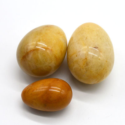 Stretto vaginale con uova di giada gialle naturali Strumento per esercizi di Kegel 45*30/40x30/x20mm