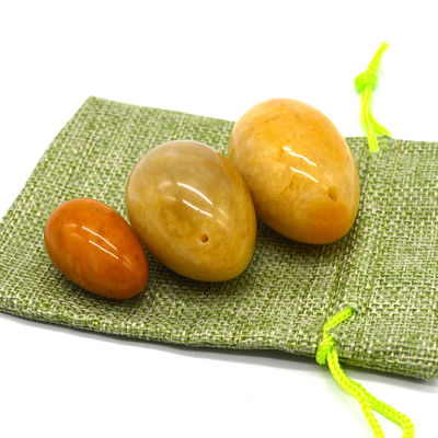 Stretto vaginale con uova di giada gialle naturali Strumento per esercizi di Kegel 45*30/40x30/x20mm
