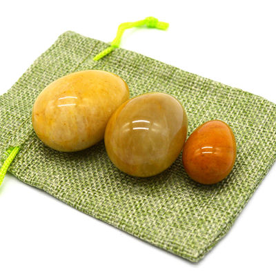 Stretto vaginale con uova di giada gialle naturali Strumento per esercizi di Kegel 45*30/40x30/x20mm
