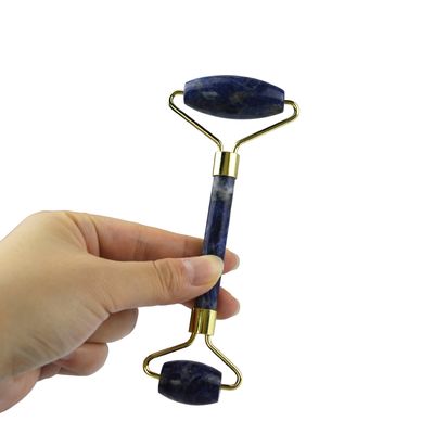 Massaggio Faciale Prodotto di Bellezza Massaggiatore Occhi Testa Blu Sodalite Facial Roller Giada Gua Sha Strumento Per la Cura della Pelle Con Logo Personalizzato