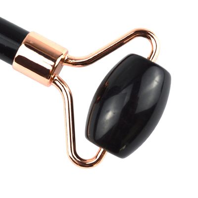 Roller di ossidiana nera naturale Guasha massaggio facciale Gua Sha Roller per viso collo e occhi Classic Jade Roller Accessibile
