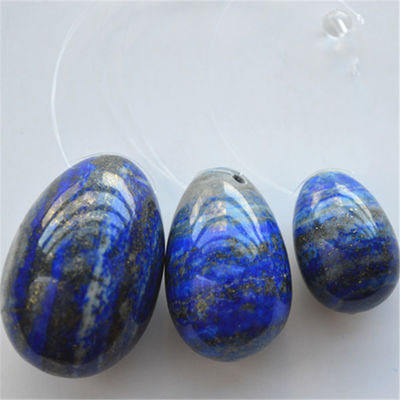 Set di 3 Uova di pietra Lapis Lazuli Uova per esercizi Kegel naturali Uova per gioielli Giada Yoni Uova perforate o non perforate 3 dimensioni realizzate
