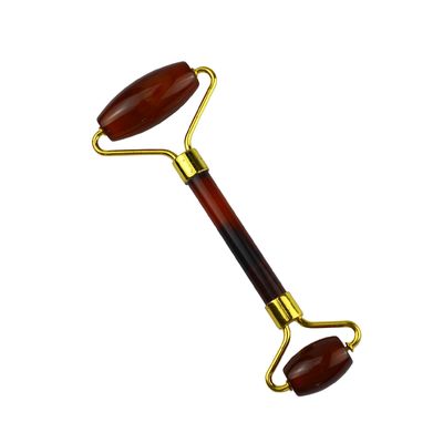 Disponibile il logo personalizzato del prodotto di bellezza facciale Carnelian Guasha Face Roller per massaggiatore di agata rosso cristallino naturale al 100%