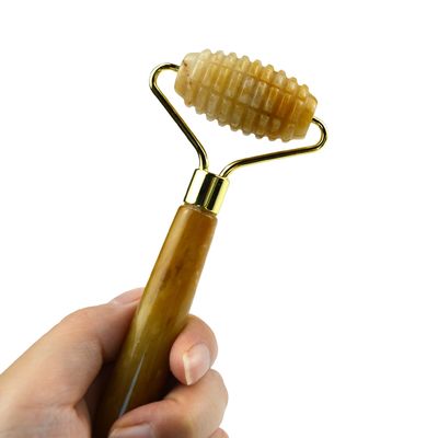 Attrezzature per il massaggio facciale Giallo Giada Naturale Guasha Roller Faciale Per Massaggio Strumenti di Bellezza