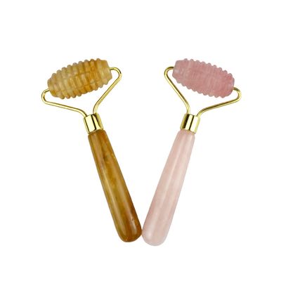 Massaggiatore Faciale Roller di Giada Rosa Quarzo Naturale 100% Cristallo per Massaggi Faciale e Occhi Prodotti di Bellezza