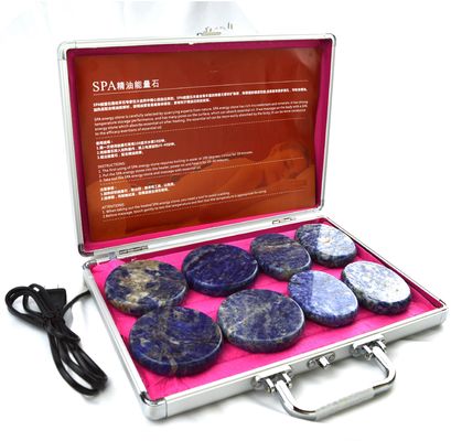 Cura della salute personale Blu Soddlite 8pcs Pietra di massaggio in scatola di riscaldamento in alluminio con calore Massaggio Pietra di energia