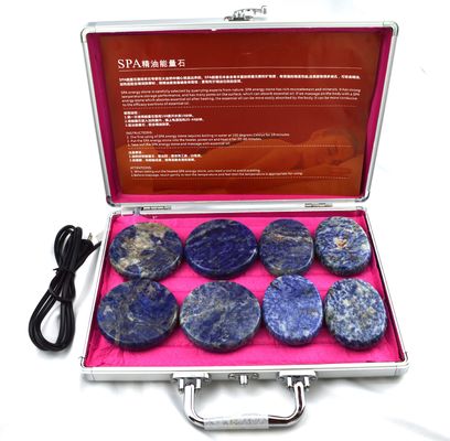 Cura della salute personale Blu Soddlite 8pcs Pietra di massaggio in scatola di riscaldamento in alluminio con calore Massaggio Pietra di energia