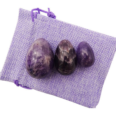 Tipo di incisione in pietre preziose Ogghe di cristallo di ametista naturale Set di 3 PCS Ogghe di giada Kegel intagliate a mano Per l'empowerment delle donne