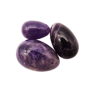 Tipo di incisione in pietre preziose Ogghe di cristallo di ametista naturale Set di 3 PCS Ogghe di giada Kegel intagliate a mano Per l'empowerment delle donne