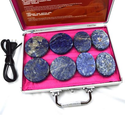 Cura della salute personale Blu Soddlite 8pcs Pietra di massaggio in scatola di riscaldamento in alluminio con calore Massaggio Pietra di energia