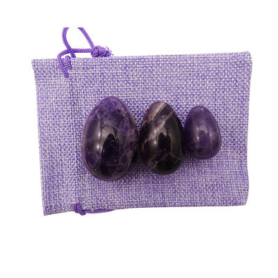 Tipo di incisione in pietre preziose Ogghe di cristallo di ametista naturale Set di 3 PCS Ogghe di giada Kegel intagliate a mano Per l'empowerment delle donne