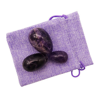 Tipo di incisione in pietre preziose Ogghe di cristallo di ametista naturale Set di 3 PCS Ogghe di giada Kegel intagliate a mano Per l'empowerment delle donne