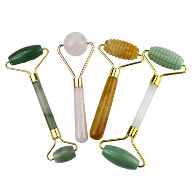Attrezzature per massaggi facciali Verde Aventurine Gua Sha Jade Roller Stone Guasha Roller per massaggiare il viso