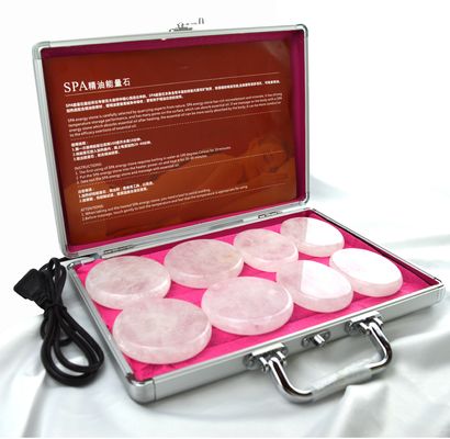 Massaggio del corpo Pietra di quarzo chiara Gua Sha 8pcs Guasha Set con scatola di riscaldamento Massaggio termico Pietre energetiche