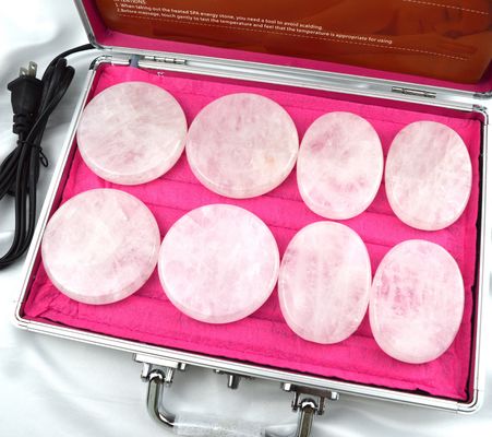 Massaggio del corpo Pietra di quarzo chiara Gua Sha 8pcs Guasha Set con scatola di riscaldamento Massaggio termico Pietre energetiche