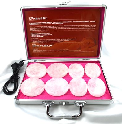 Massaggio del corpo Pietra di quarzo chiara Gua Sha 8pcs Guasha Set con scatola di riscaldamento Massaggio termico Pietre energetiche