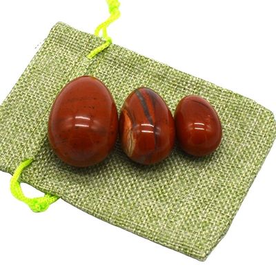 Uova di giada perforate in giaspo rosso Set di uova Yoni naturali per la salute fisiologica delle donne OEM approvato