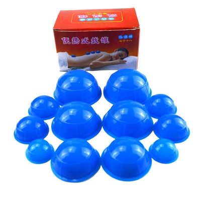 Set di aspirazione in silicone Serie 12 Pcs Faccia Guasha Rimozione delle rughe Cura della pelle Spa Coppe di terapia di bellezza per i muscoli del corpo