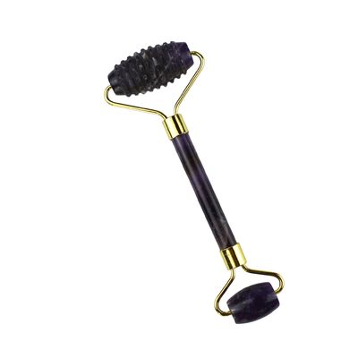 Attrezzatura per il massaggio facciale Ametista viola Gua Sha Jade Roller per il collo Roller Guasha Massaggio strumento personalizzazione in confezione scatola