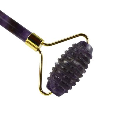 Attrezzatura per il massaggio facciale Ametista viola Gua Sha Jade Roller per il collo Roller Guasha Massaggio strumento personalizzazione in confezione scatola