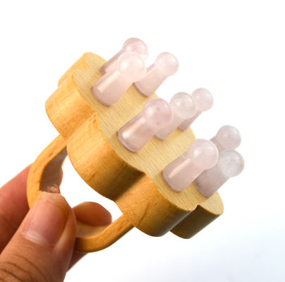Massaggio Rose Quartz Scalp Comb Head Hair Care Giada Massaggiatore Spazzola Capelli Massaggio Corporeo Attrezzature per Massaggio Capello Rilassante