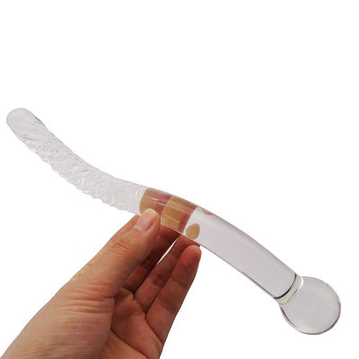 Tecnica intagliata 250mm Cristallo vetro Dildo massaggio bacchetta per donne Yoni bacchetta bastone stile Feng Shui Logo personalizzato