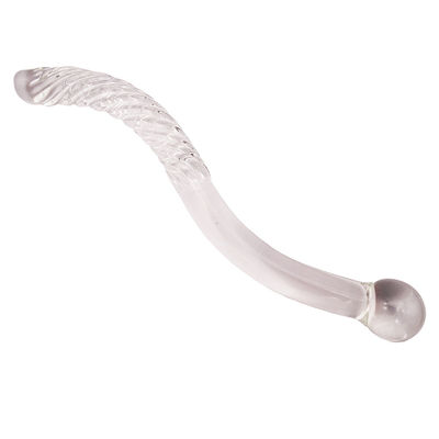 Tecnica intagliata 250mm Cristallo vetro Dildo massaggio bacchetta per donne Yoni bacchetta bastone stile Feng Shui Logo personalizzato