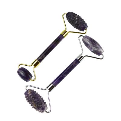 Attrezzatura per il massaggio facciale Ametista viola Gua Sha Jade Roller per il collo Roller Guasha Massaggio strumento personalizzazione in confezione scatola