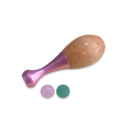 Manico di legno Jade Massage Roller Facial Gua Sha Massage Stick e Strumenti per la cura degli occhi per promuovere l'assorbimento della crema per gli occhi