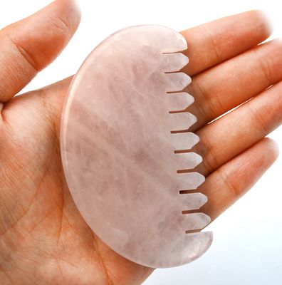 Massaggiatore Faciale Naturale Rosa Quarzo Giada pettine Capelli Gua Sha Strumenti Giada Massaggiatore Scalpo Per Massaggio Terapia Capo Alleviare la Tensione Scalp