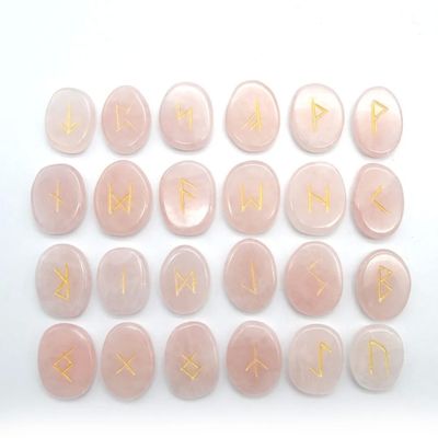 Prodotti di tendenza 2024 Rose Quartz Crystal Divination Runes Stone Sets per giochi di divinazione