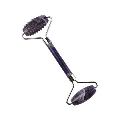 Prodotto di tendenza del massaggio muscolare 2024 Natural Amethyst Facial Roller Guasha 100% Natural Jade Massager For Face Massage Products Beauty Tools