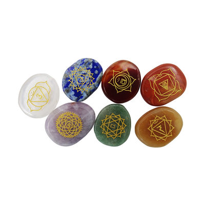 Sette pietre del chakra Reiki Set di cristalli di guarigione simbolo inciso per la trasformazione spirituale