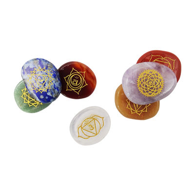 Sette pietre del chakra Reiki Set di cristalli di guarigione simbolo inciso per la trasformazione spirituale
