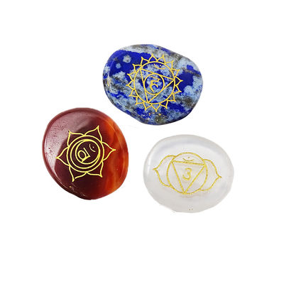 Sette pietre del chakra Reiki Set di cristalli di guarigione simbolo inciso per la trasformazione spirituale