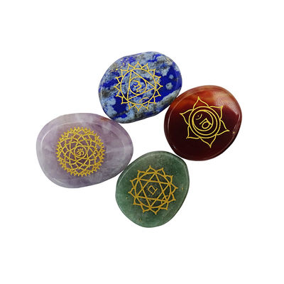 Sette pietre del chakra Reiki Set di cristalli di guarigione simbolo inciso per la trasformazione spirituale