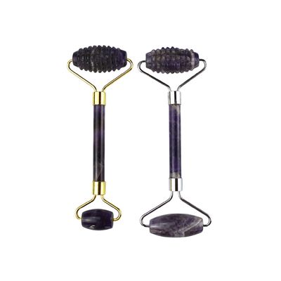 Prodotto di tendenza del massaggio muscolare 2024 Natural Amethyst Facial Roller Guasha 100% Natural Jade Massager For Face Massage Products Beauty Tools
