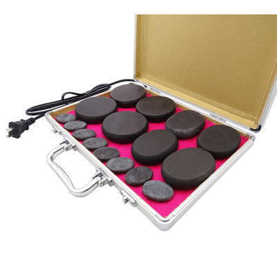 220V 110V Personal Health Care Hot Massage Stone Set con scatola di riscaldamento in alluminio e 16pcs Basalt Energy Stones