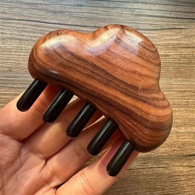 Massaggio corporeo e crescita dei capelli pettine da massaggio in legno di rosa per la testa Gua Sha 8.5*7.5*2.3cm