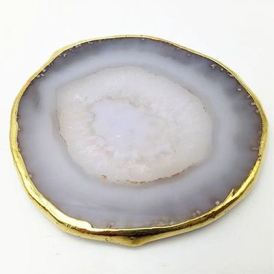 Caratteristica regionale Agate Coaster Grey Slices Polished Crystal Natural Gemstone Flower Pot Engraving Folk Art Sculpted