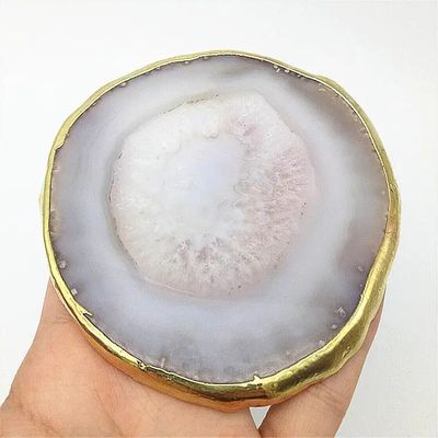 Caratteristica regionale Agate Coaster Grey Slices Polished Crystal Natural Gemstone Flower Pot Engraving Folk Art Sculpted